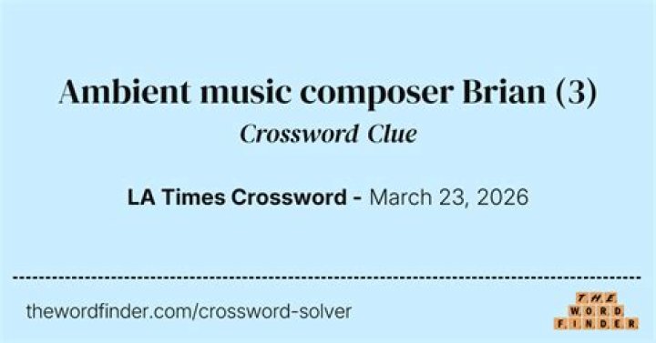 Ambient musician Brian Crossword Clue Daily Themed 3 letters Answer