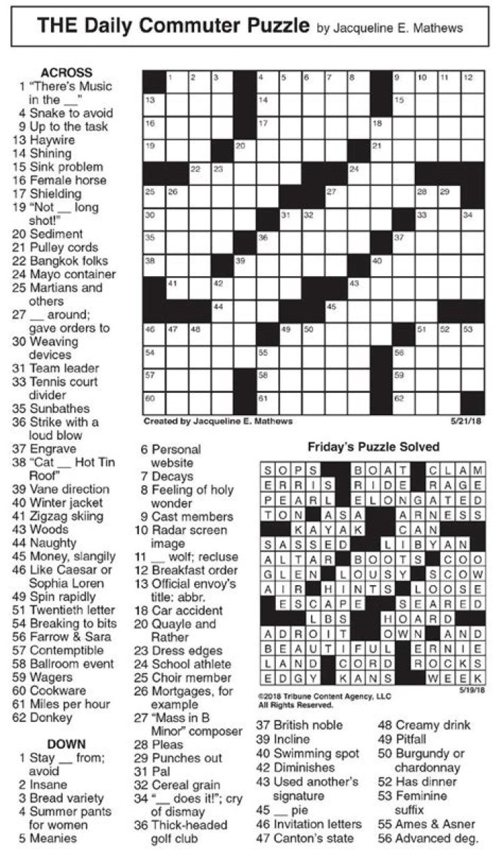 Apt rhyme for "ignites" Daily Commuter Crossword Puzzle Answers