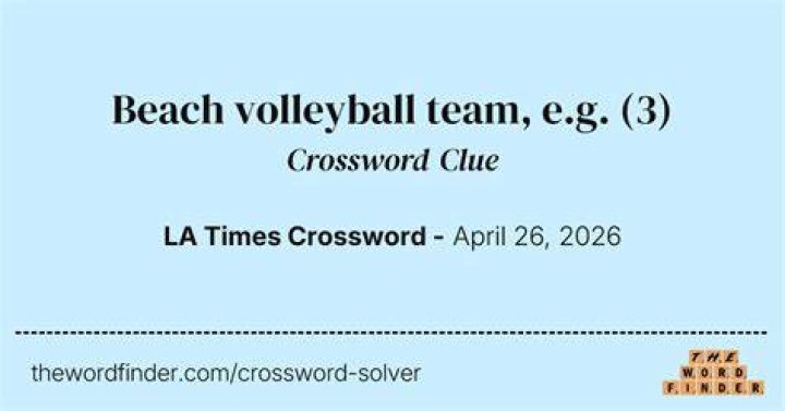 Beach volleyball spots Crossword Clue LA Times