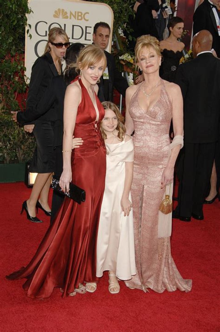 Daughter of Melanie Griffith and Fifty Shades Freed actress who was Miss Golden Globe in 2006: 2 wds.