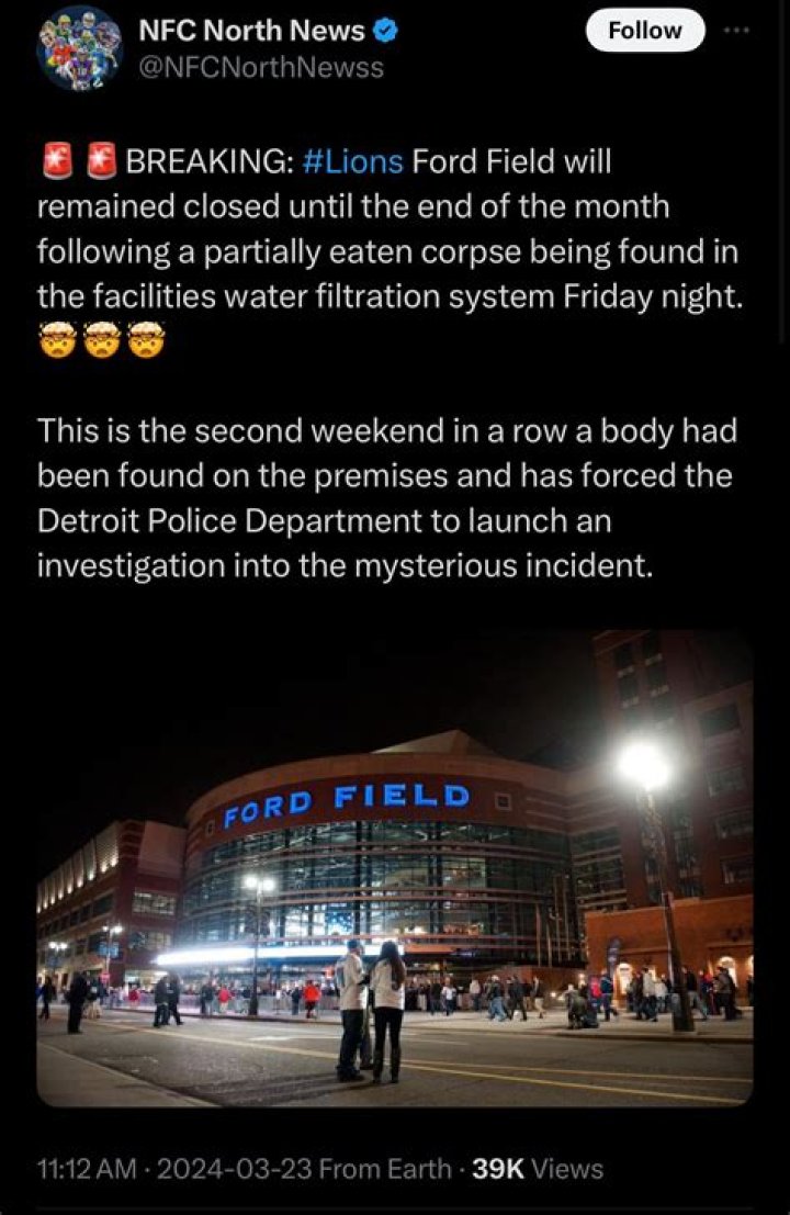 Ford Field Corpse Found: Unraveling the Truth Behind the Disturbing Discovery