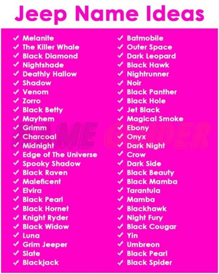 Unique Jeep Names for Girls: A Comprehensive Guide
