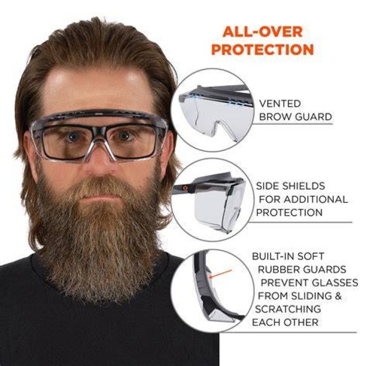 Safety glasses protect them