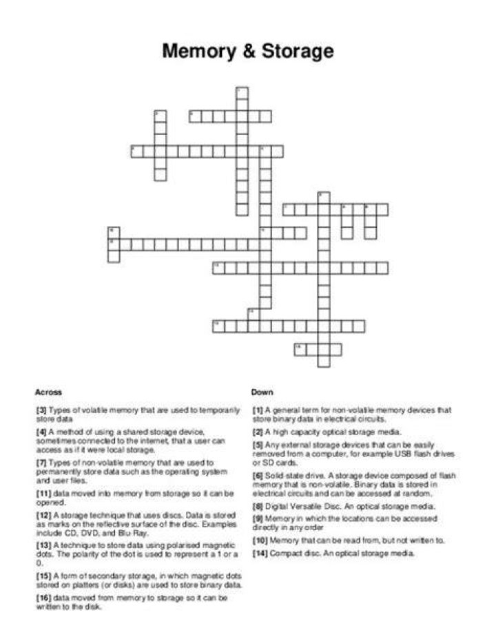 Story used for storage Crossword Clue Universal - News
