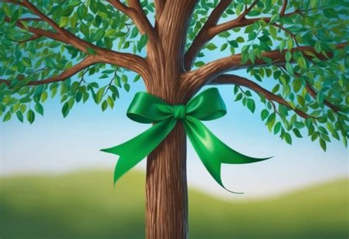 What does a green ribbon around a tree mean?