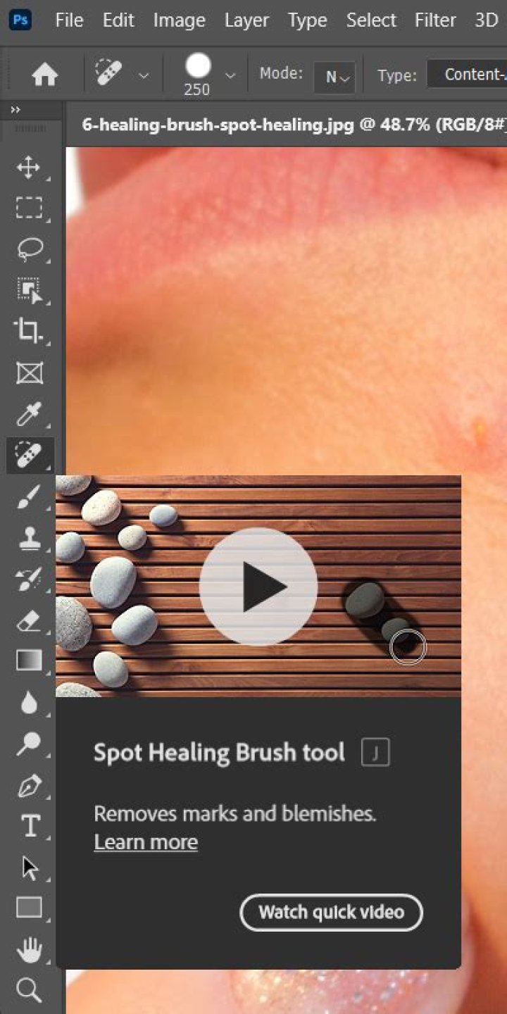 Why isn't my spot healing brush working?