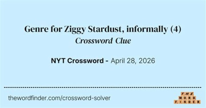 Ziggy Stardust's music genre NYT Crossword Clue